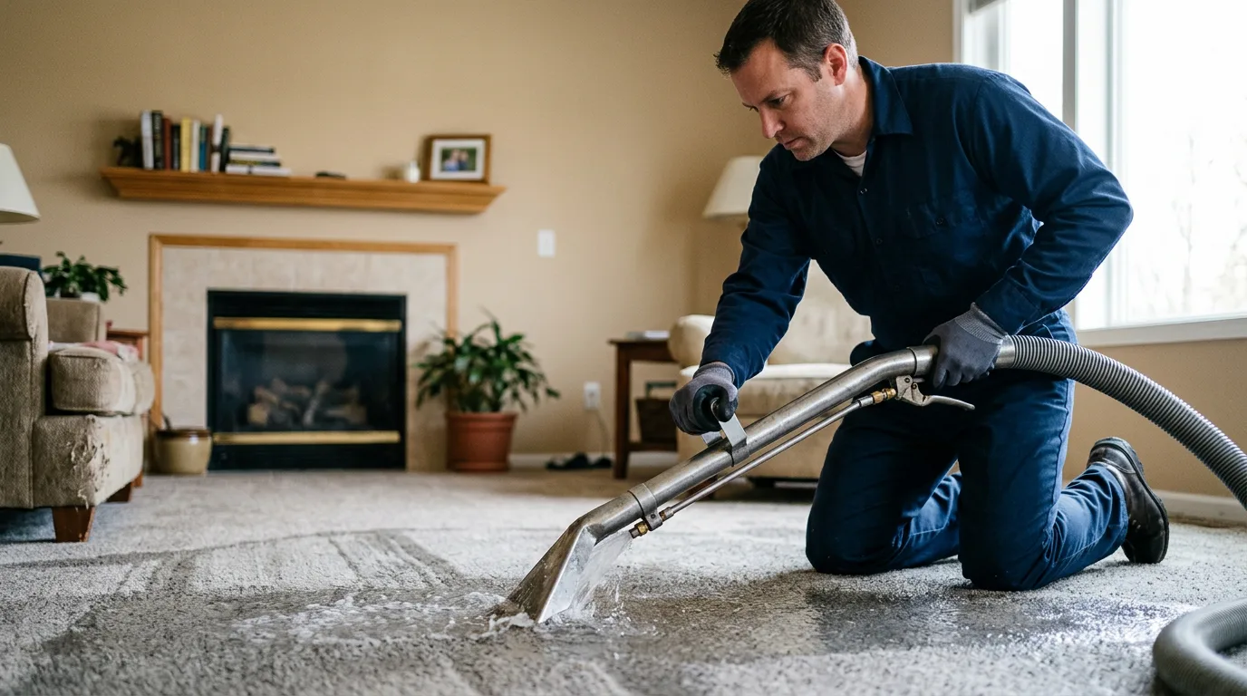 Water damage restoration technician working near Realitos, TX
